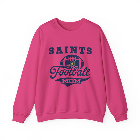 Saints Personalized Pink Football Mom Crewneck Sweatshirt