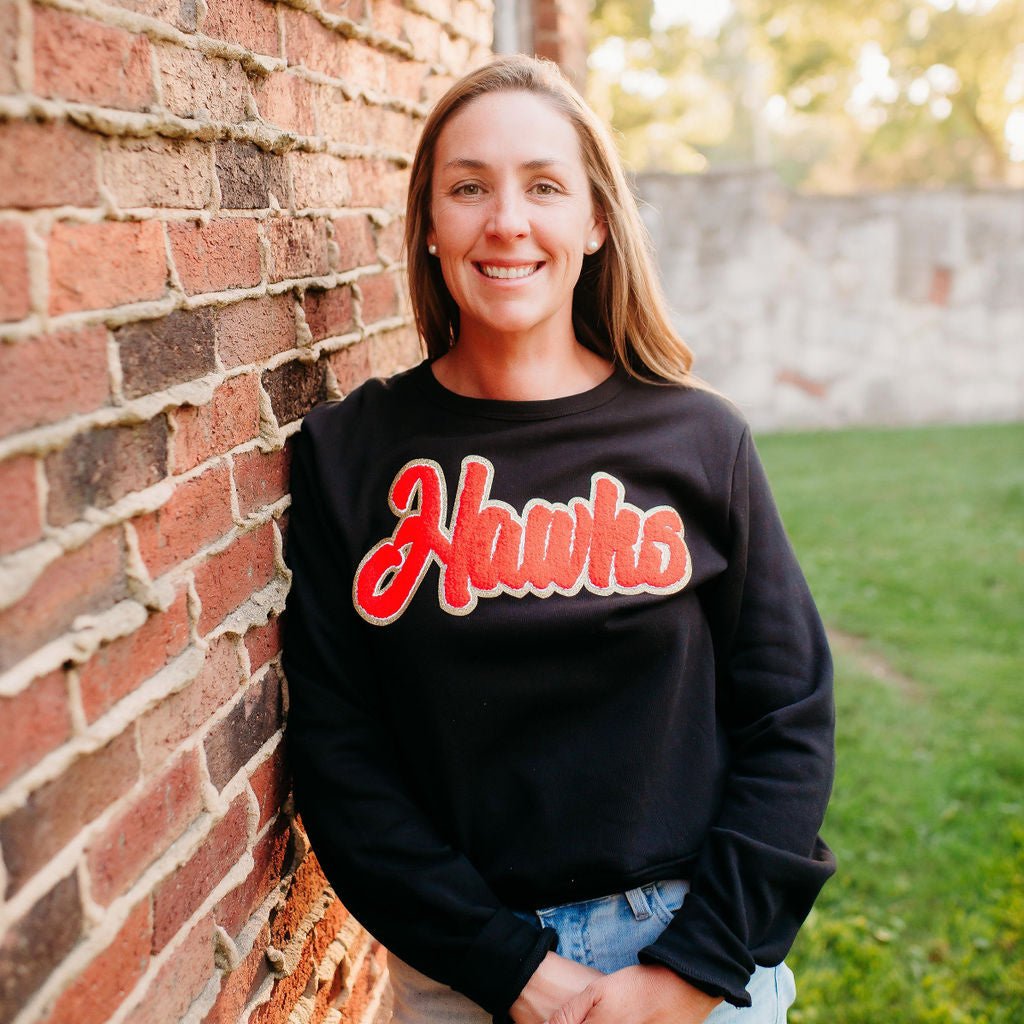 Hawks Red Chenille Women’s Crewneck