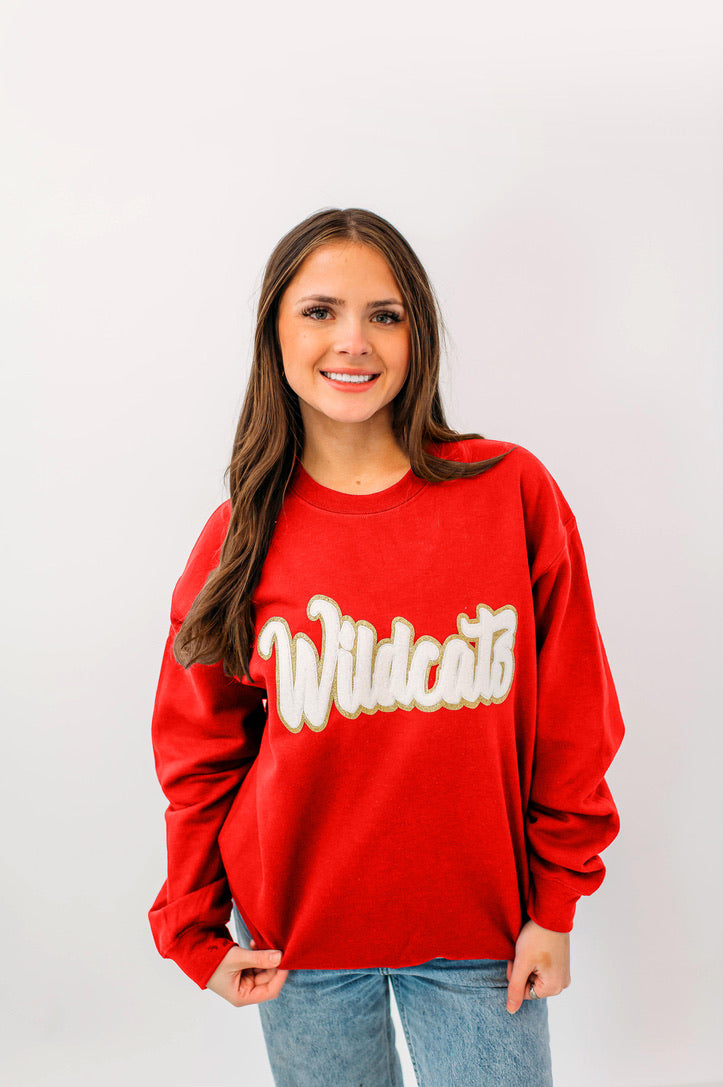Wildcats White Chenille Unisex Crewneck