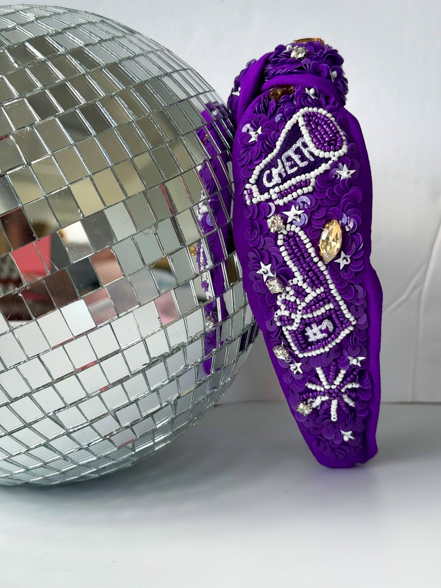 Beaded Purple Sequin Cheer Headband