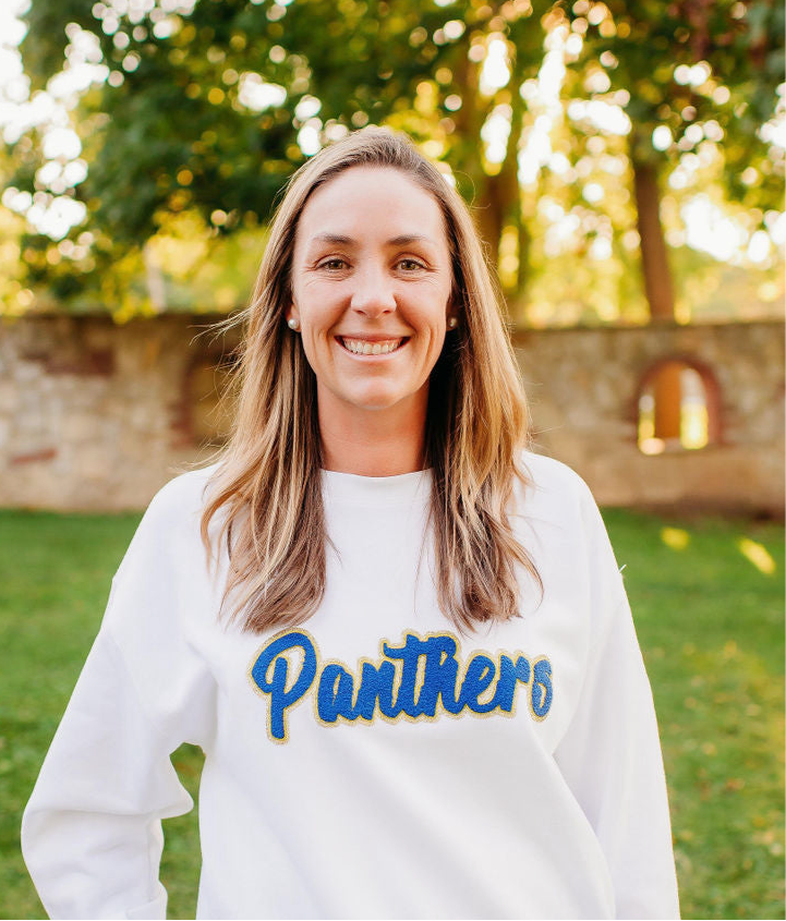 Panthers Navy Chenille Women's Crewneck