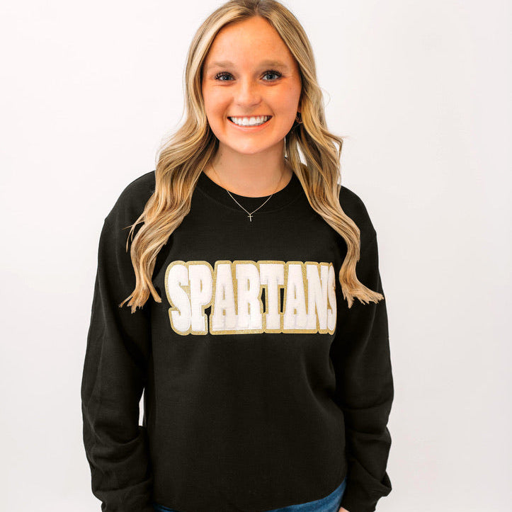 Spartans White Chenille Unisex Crewneck