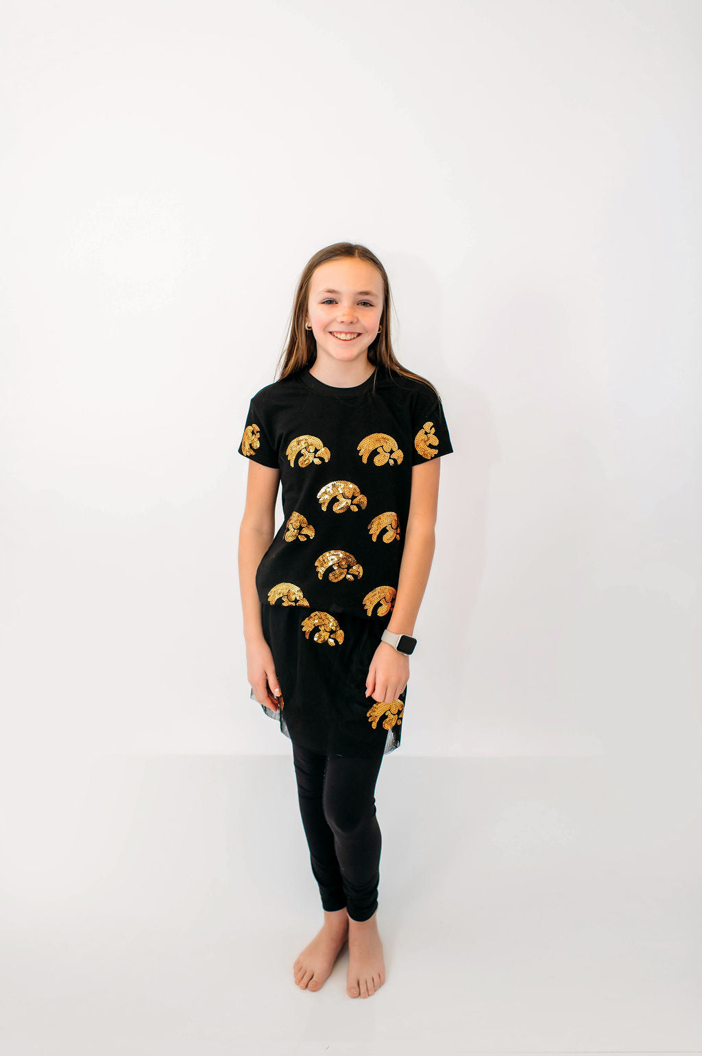 Hawkeyes Tigerhawk Sequin Youth Tee