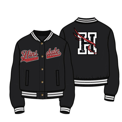 Hinsdale Falcons Satin Bomber Jacket with Sequin Details (Pre Order)