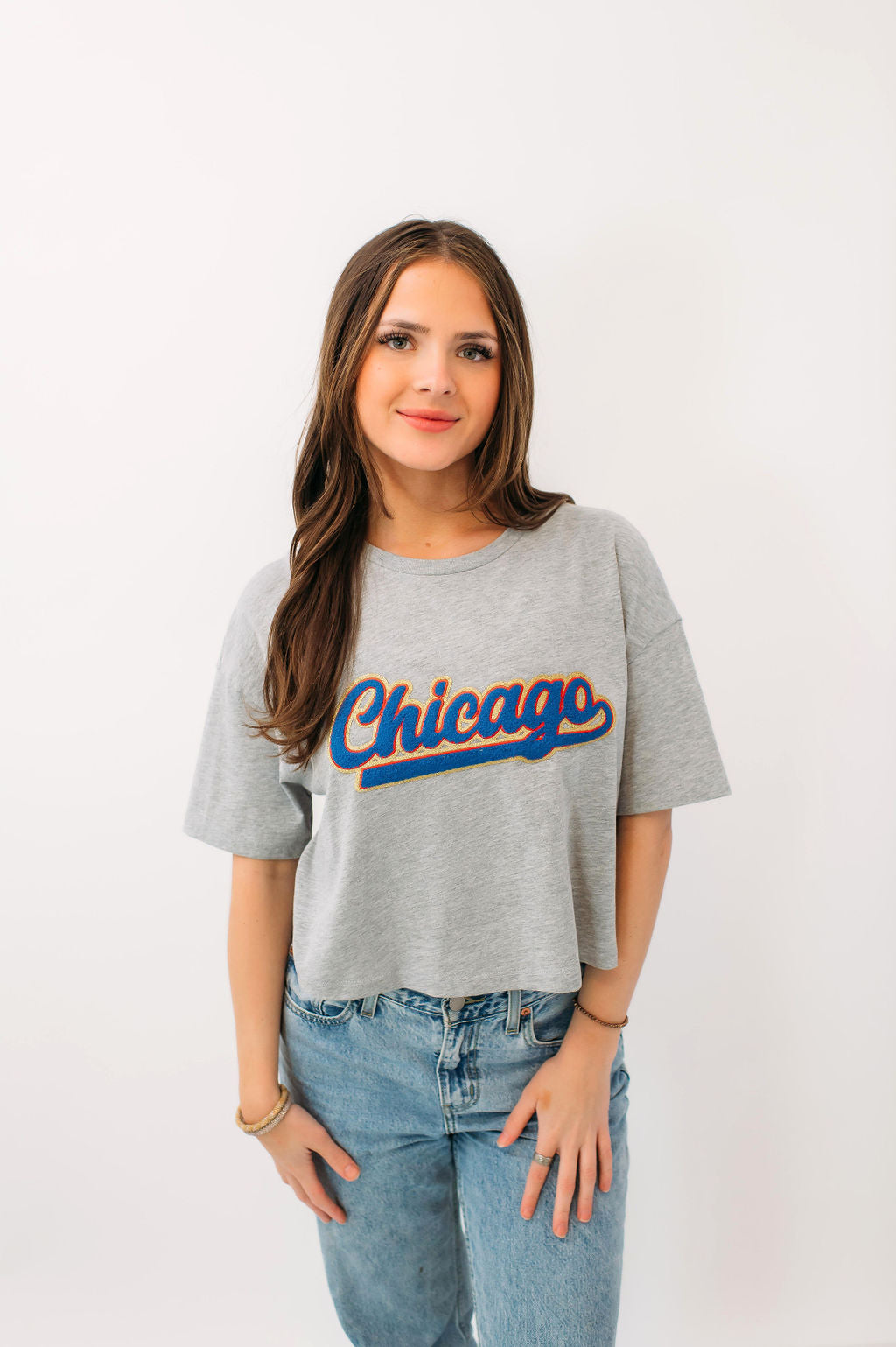 Chicago Blue Chenille Cropped Tee