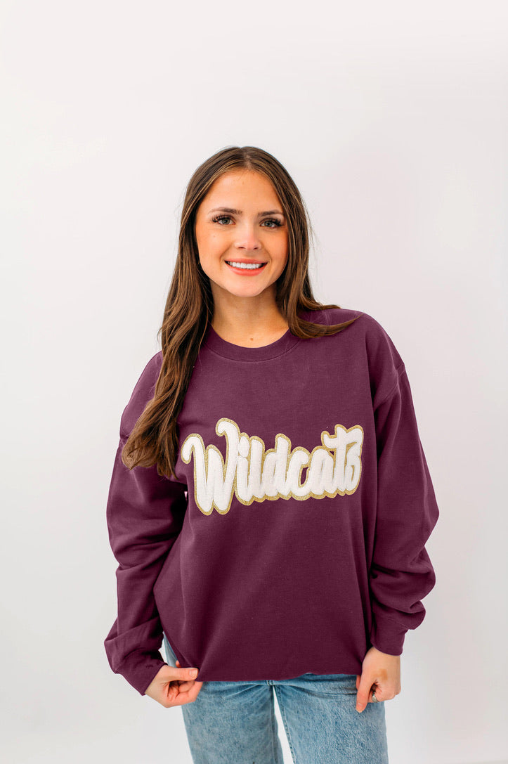 Wildcats White Chenille Unisex Crewneck