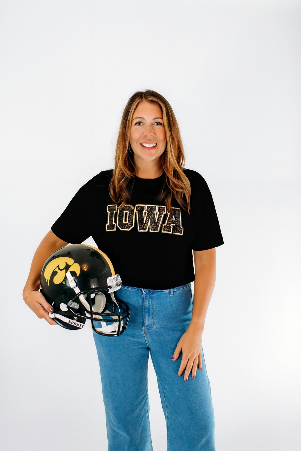 Iowa Sequin Cropped Women's Tee