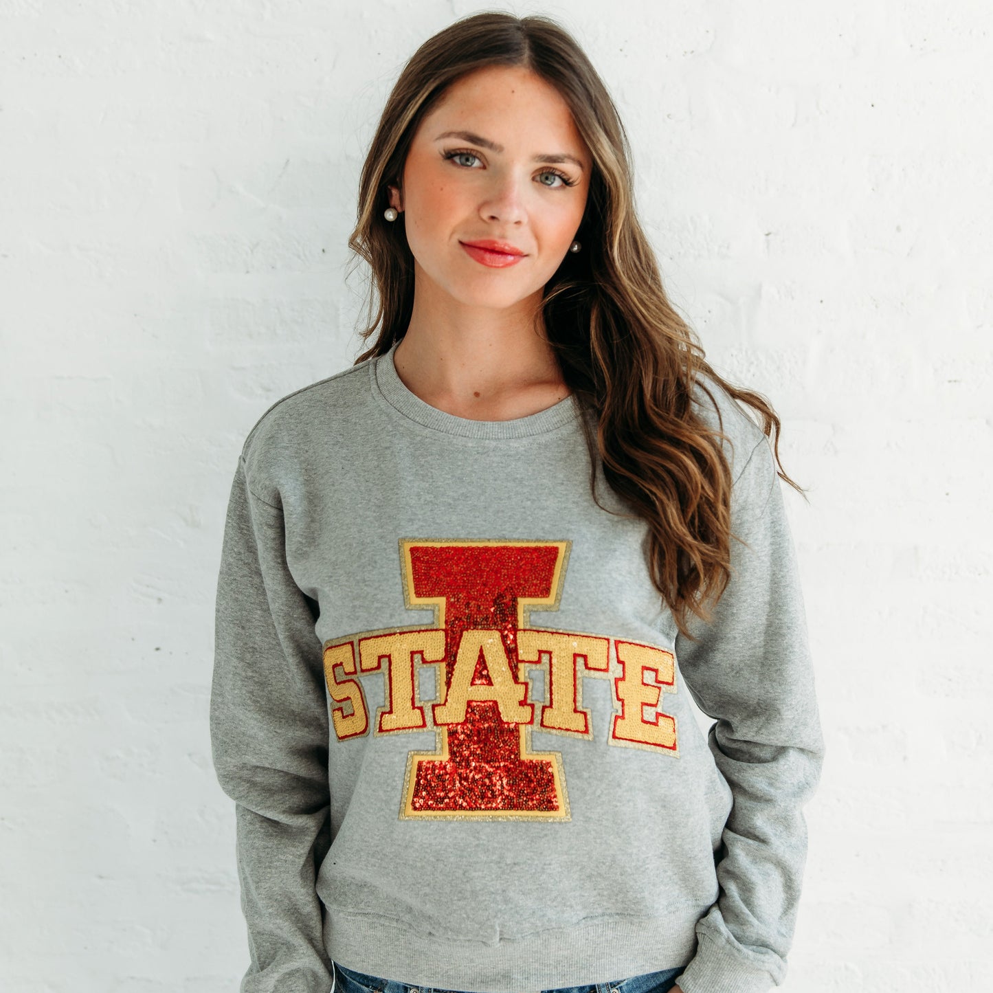 Iowa State Logo Sequin Women's Crewneck
