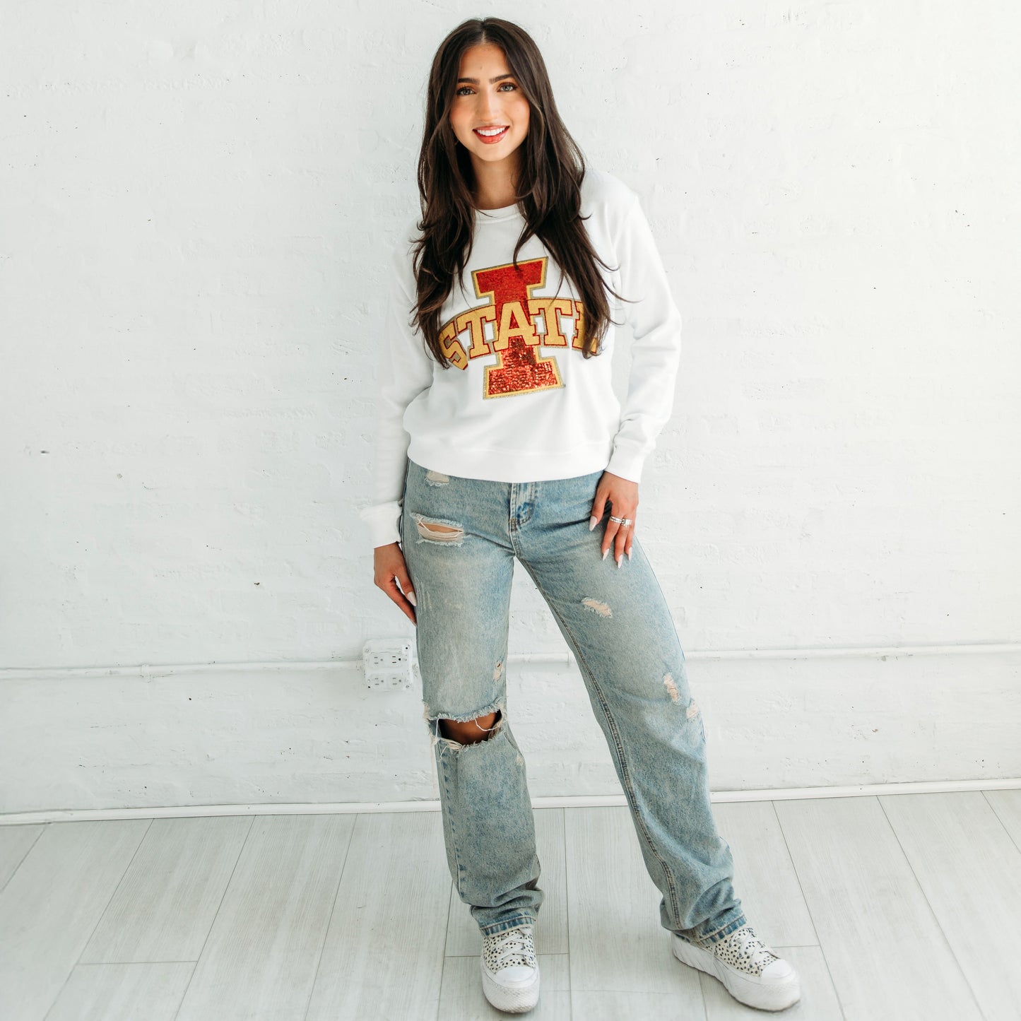 Iowa State Logo Sequin Women's Crewneck