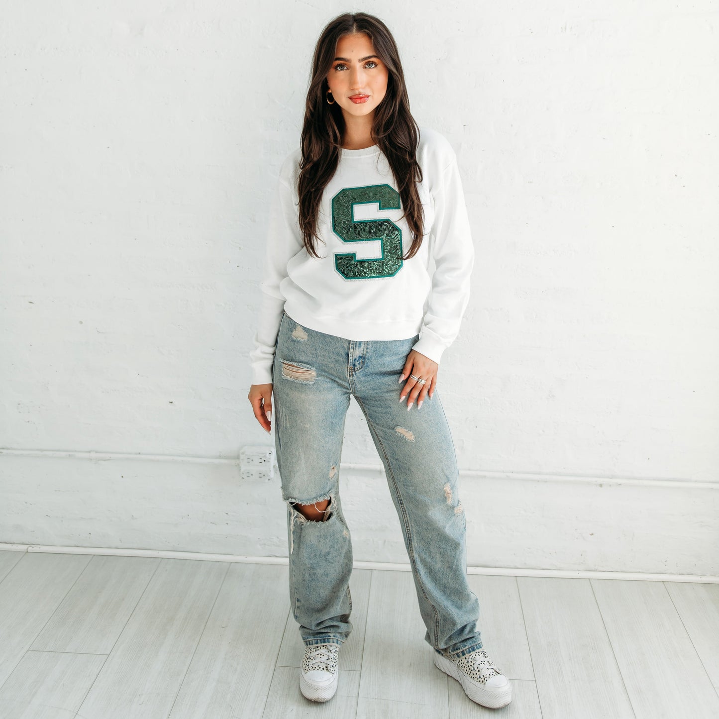 Michigan State Sequin Women's Crewneck