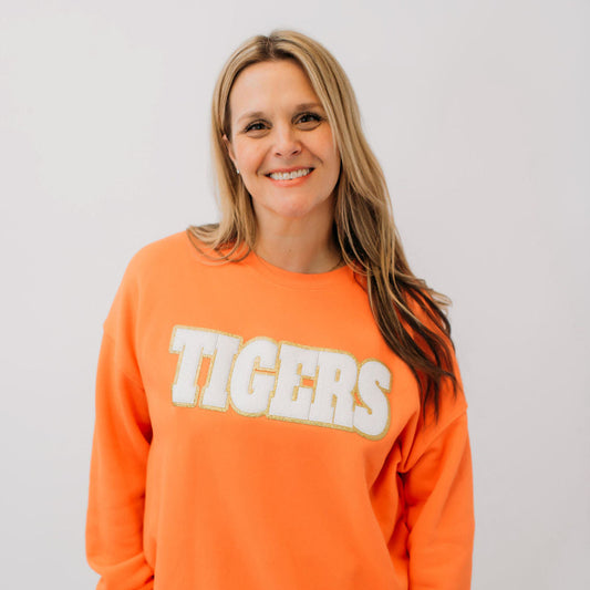 Tigers White Chenille Unisex Crewneck