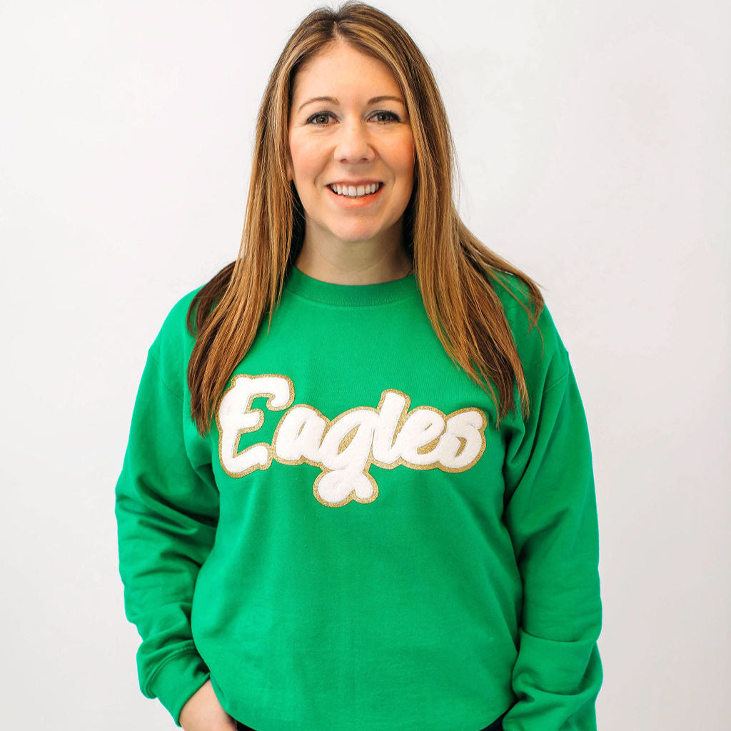 Eagles Chenille Unisex Green Crewneck