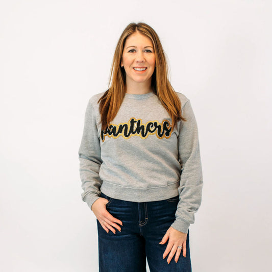 Panthers Black Chenille Women's Crewneck