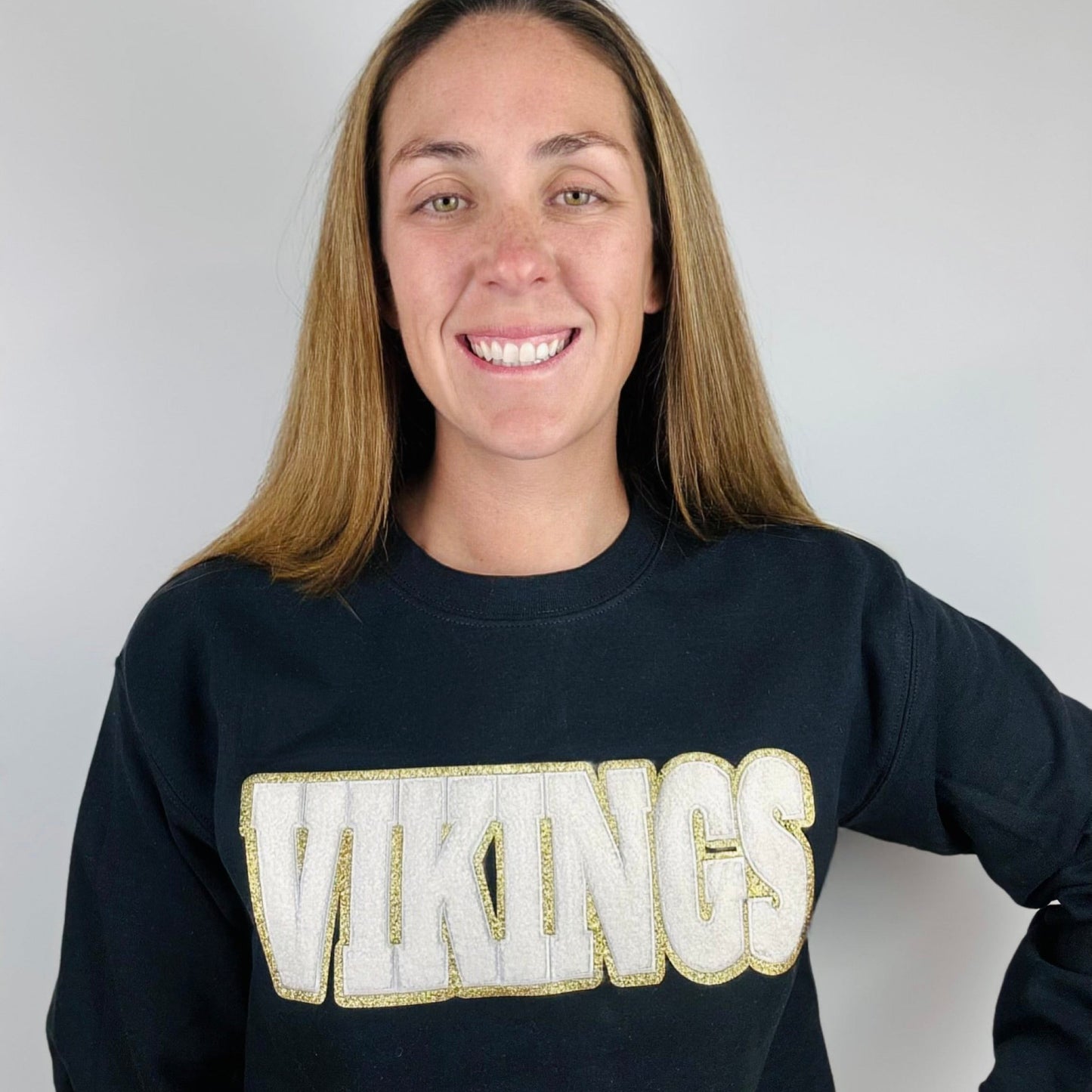 Vikings Chenille Unisex Black Crewneck