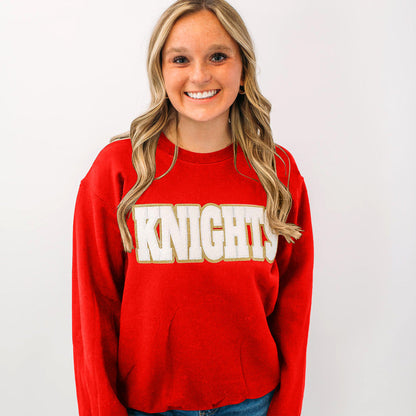 Knights White Chenille Unisex Crewneck