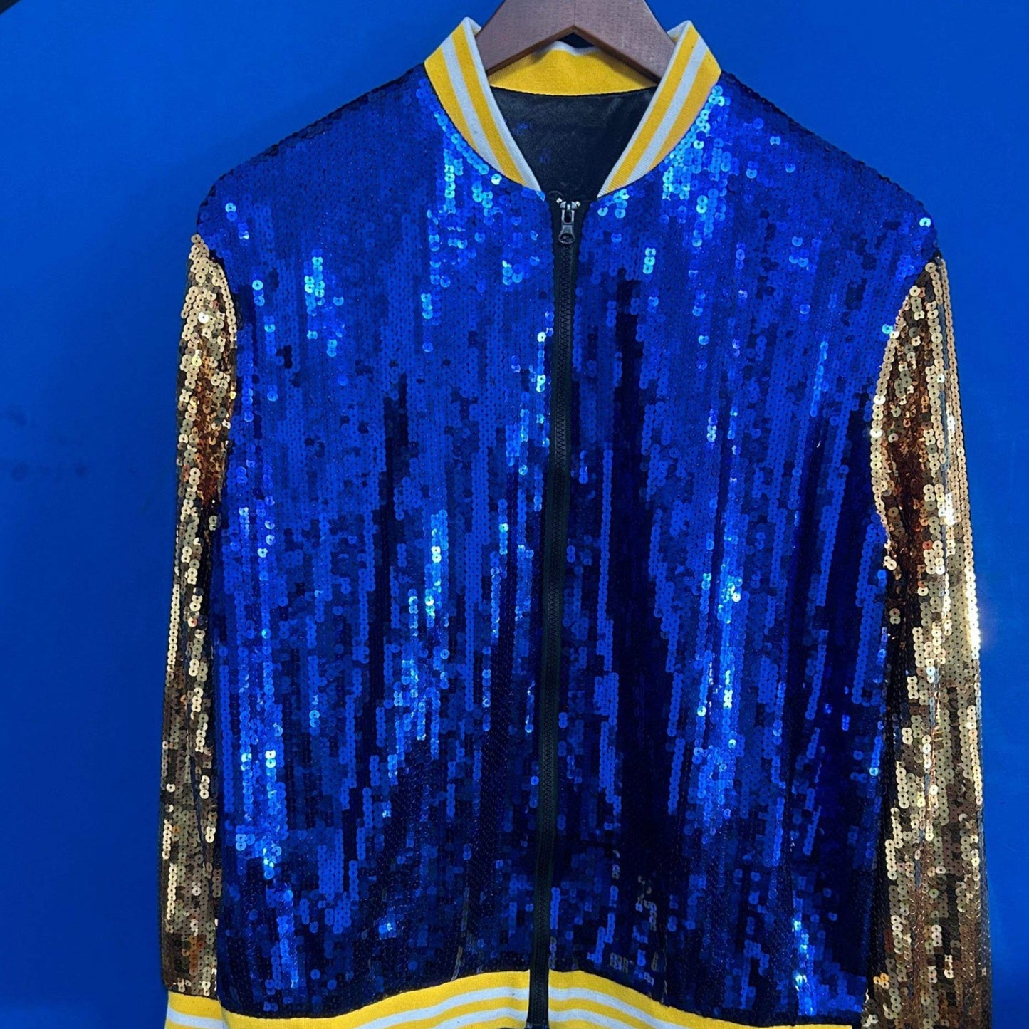 Blue and Gold Sequin Tiger Jacket