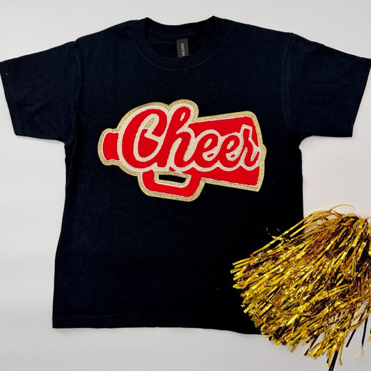 Cheer Red Chenille Patch YOUTH & ADULT Unisex Tee