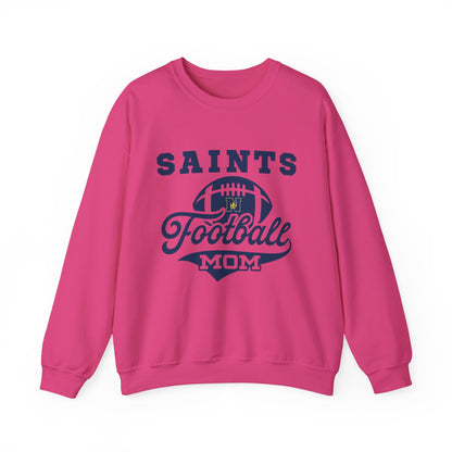 Saints Personalized Pink Football Mom Crewneck Sweatshirt