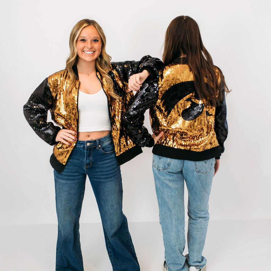 University of Iowa Tigerhawk Adult Sequin Bomber Jacket