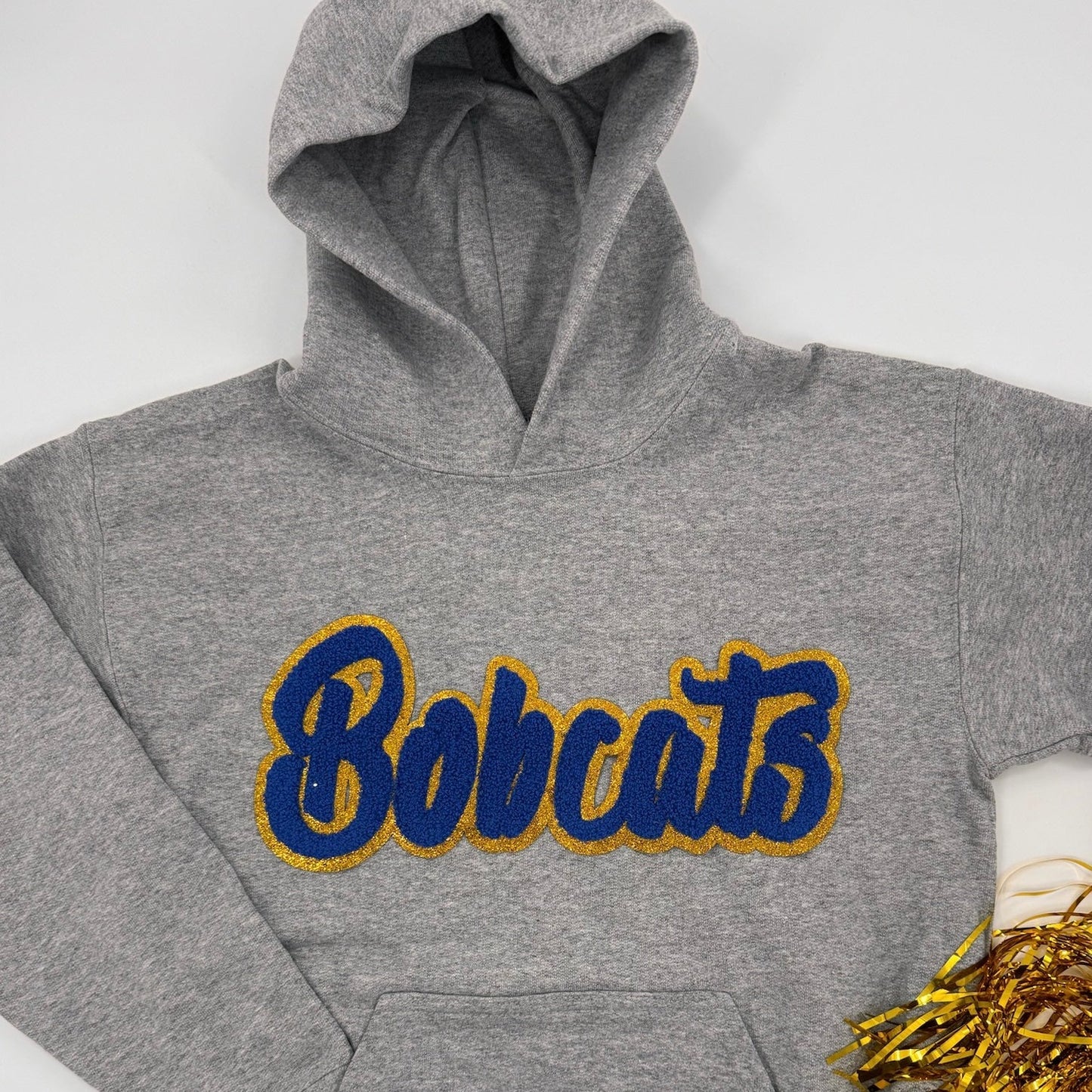 Bobcat Chenille Patch Youth & Adult Hooded Sweatshirt