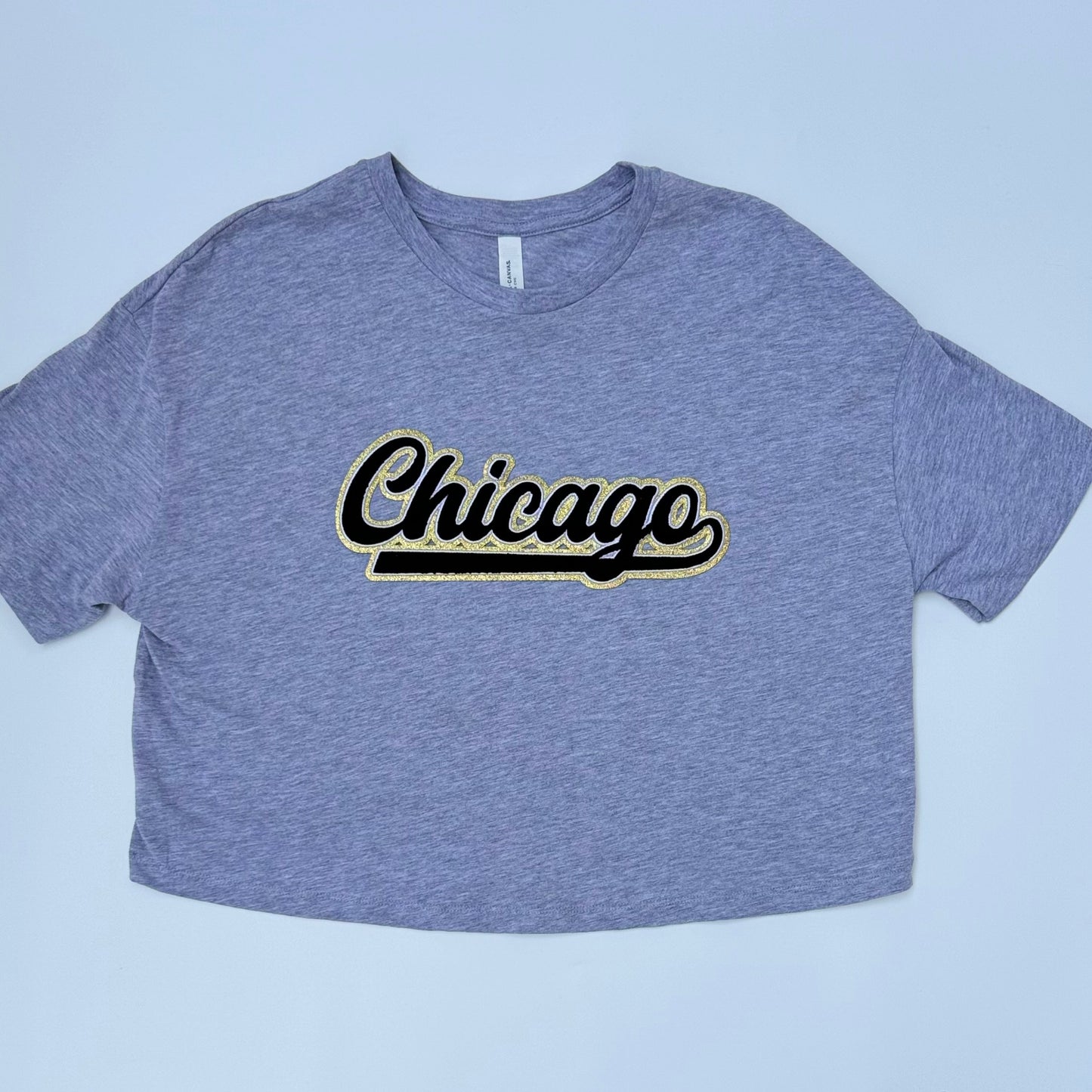 Chicago Black Chenille Cropped Tee