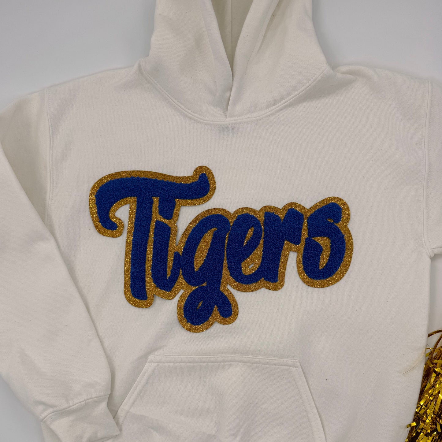 Tigers Chenille Patch YOUTH & ADULT Hooded Sweatshirt