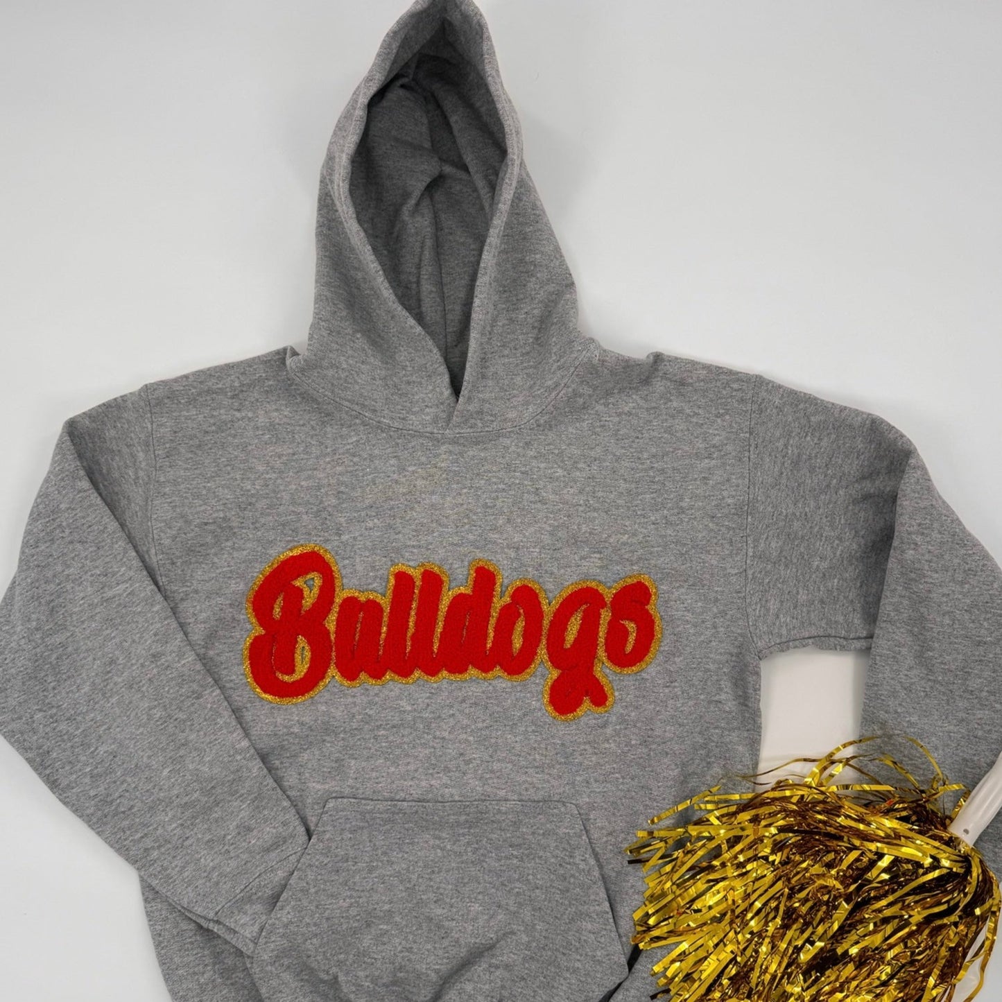 Bulldogs Chenille Patch Youth & Adult Hooded Sweatshirt