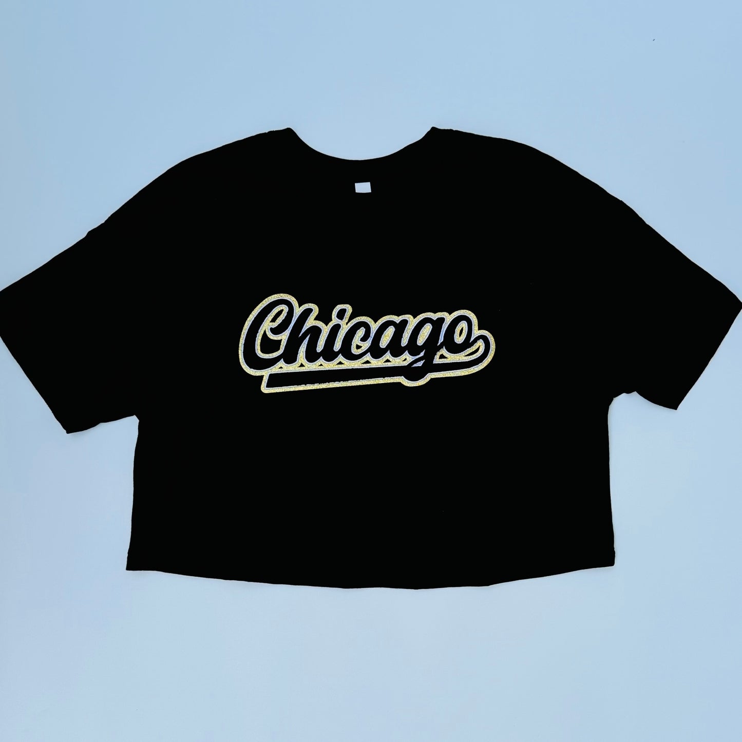 Chicago Black Chenille Cropped Tee