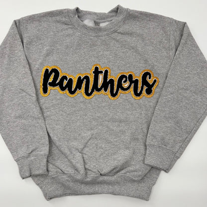 Panthers Black Unisex Chenille Crewneck