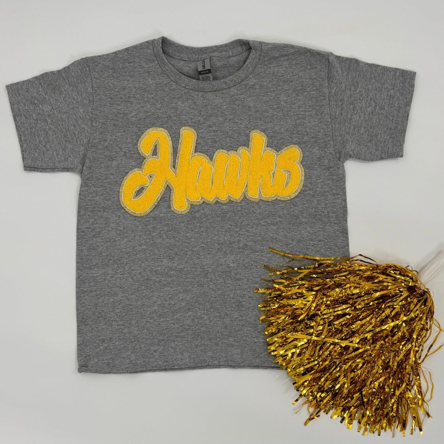 Hawks Gold Chenille Patch YOUTH & ADULT Tee