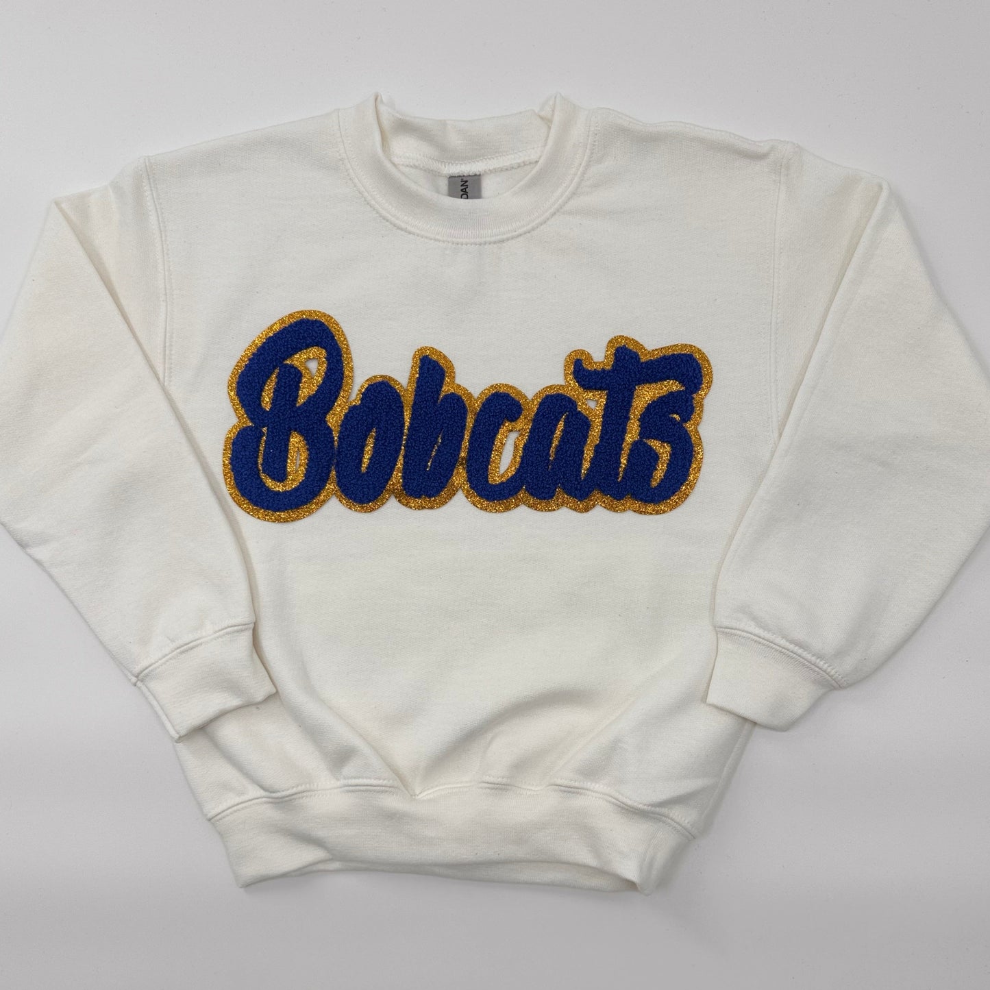 Bobcats Chenille Patch in a Women's UNISEX Crewneck (see pictures for Sweatshirt Style)