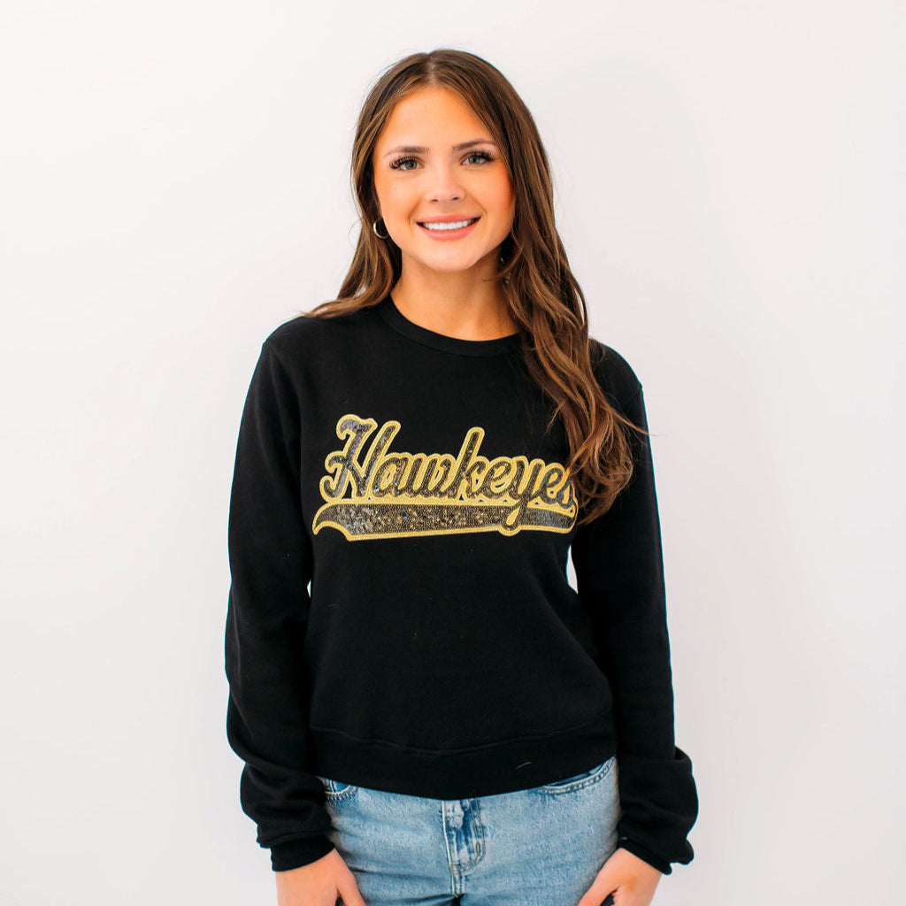 Hawkeyes Sequin Women's Crewneck