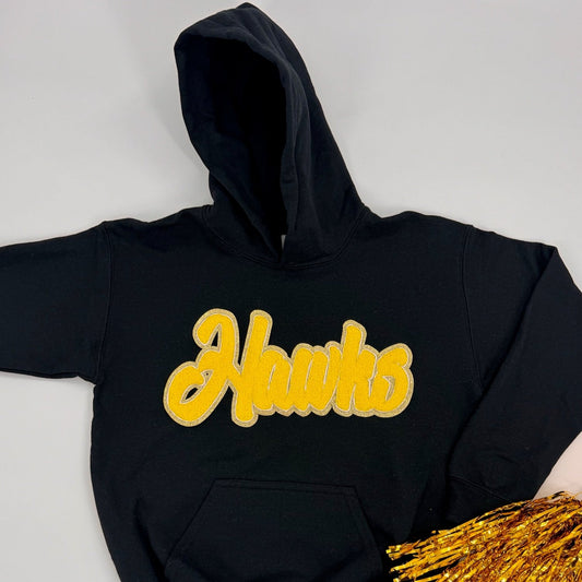Hawks Gold Patch YOUTH & ADULT Hooded Sweatshirt