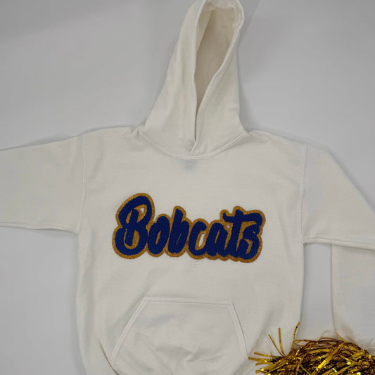 Bobcat Chenille Patch Youth & Adult Hooded Sweatshirt