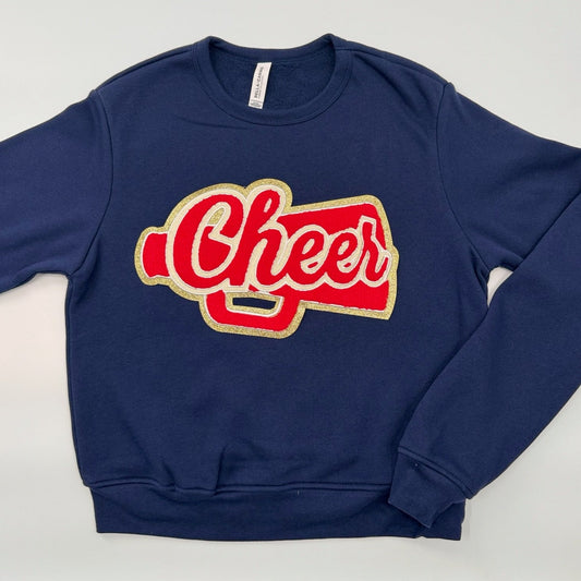 Cheer Red Chenille Patch in a Women's FITTED Crewneck