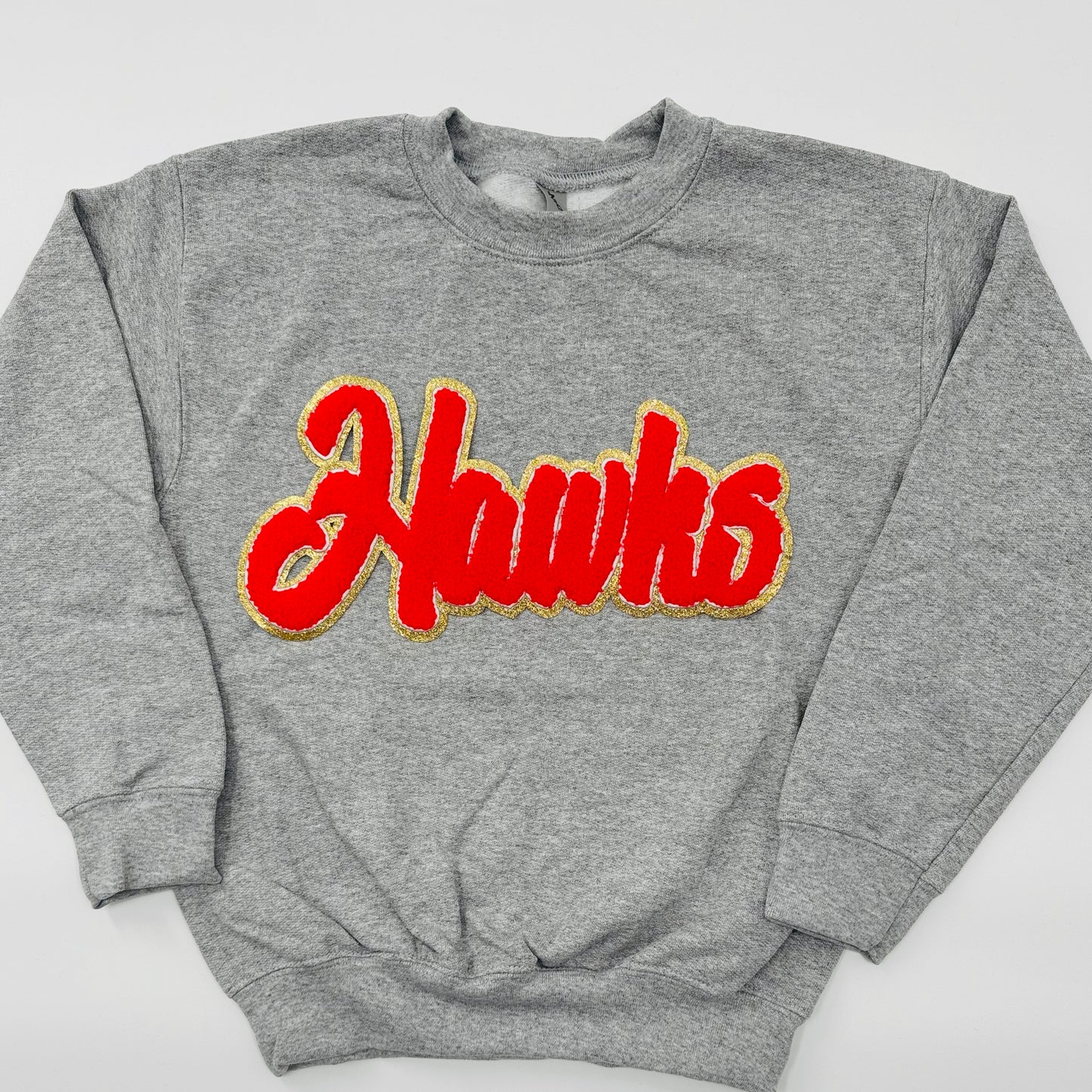 Hawks Red Chenille Unisex Crewneck (Youth & Adult)