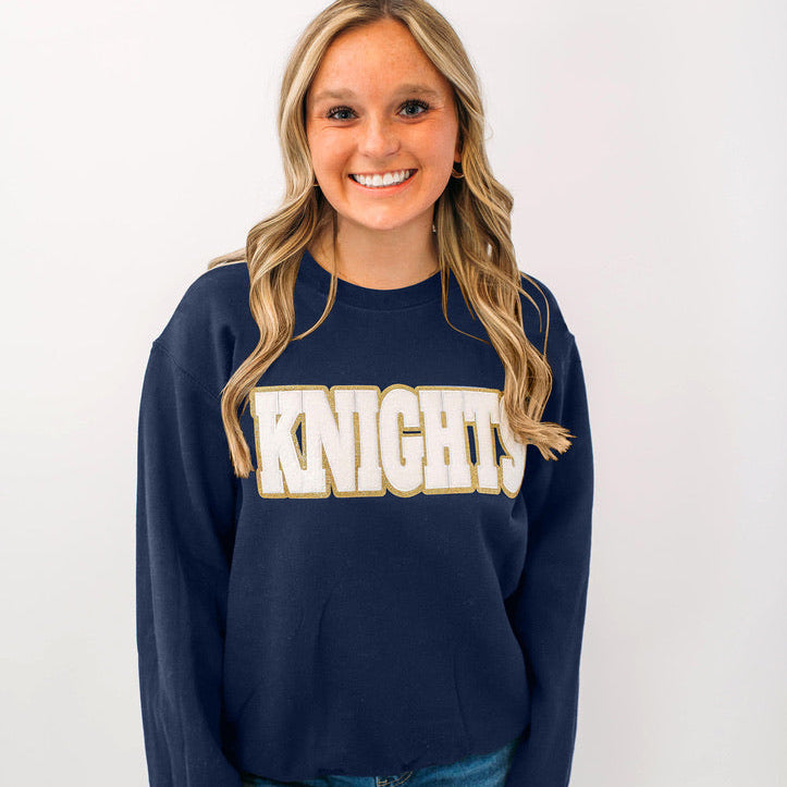 Knights White Chenille Unisex Crewneck