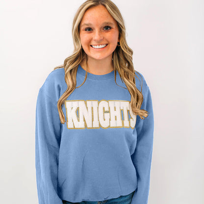 Knights White Chenille Unisex Crewneck