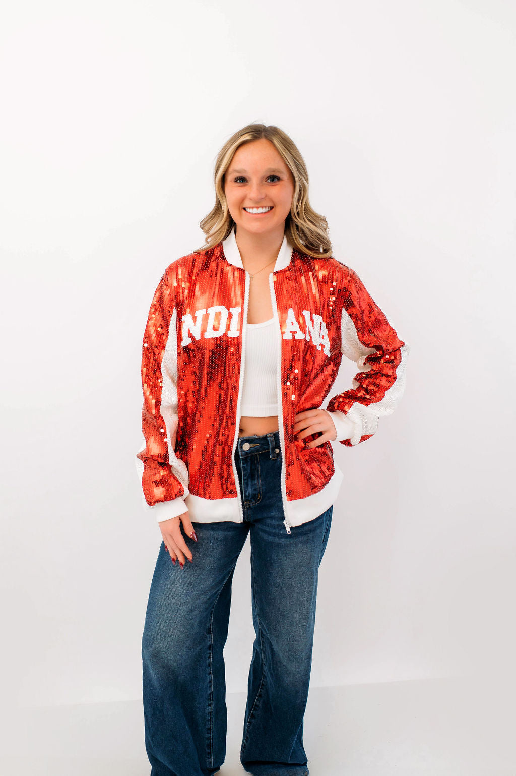 Indiana Trident Adult Sequin Bomber Jacket