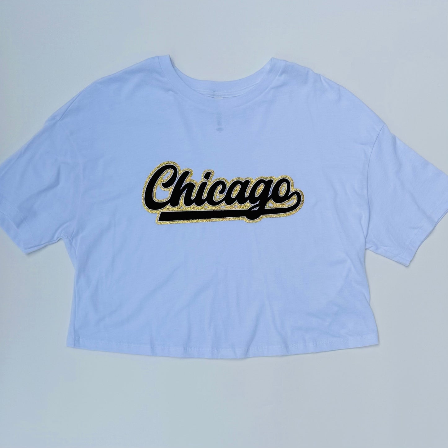 Chicago Black Chenille Cropped Tee