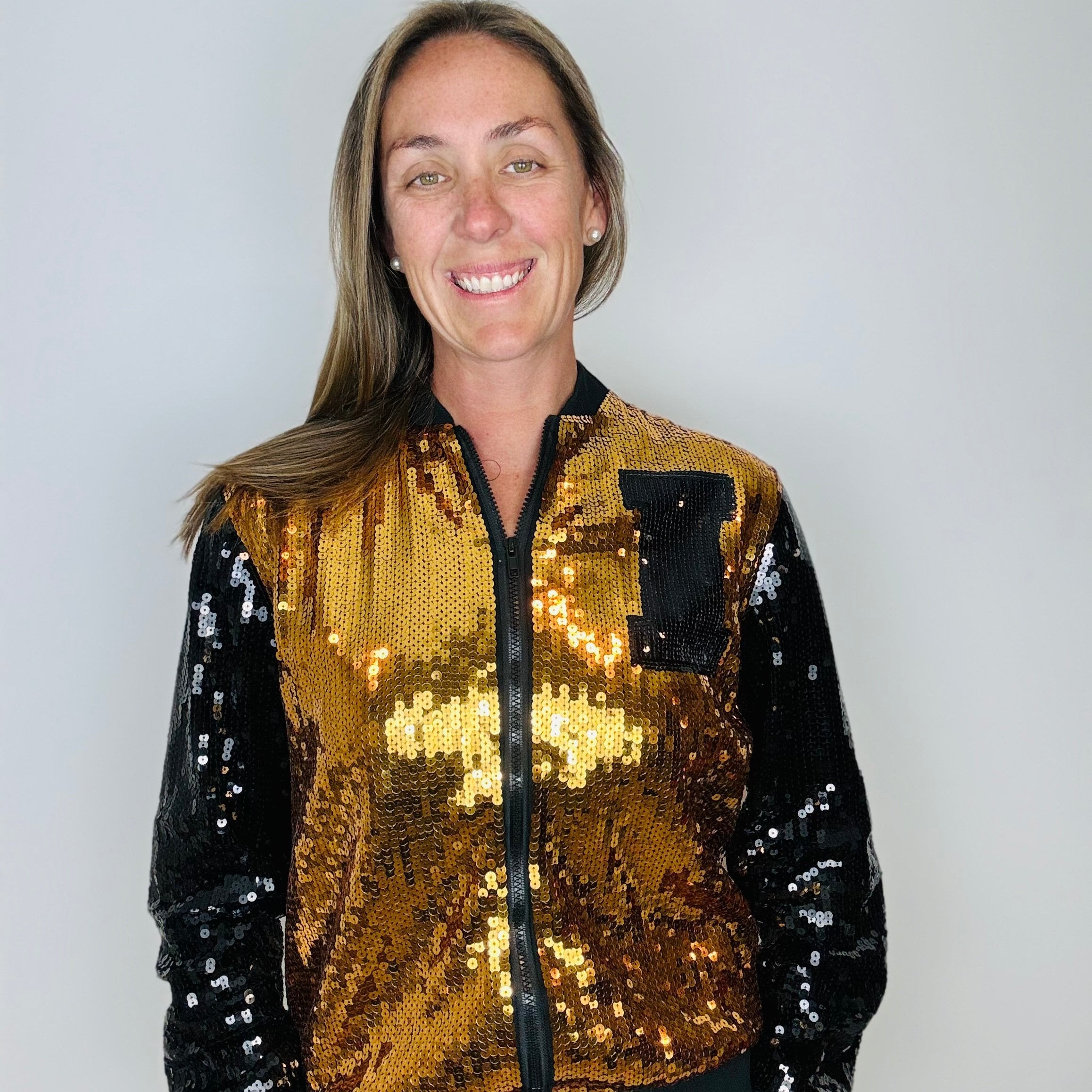 University of Iowa Tigerhawk Adult Sequin Bomber Jacket