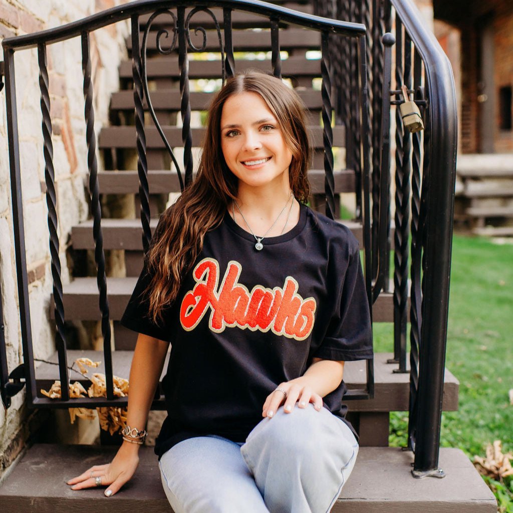 Hawks Red Chenille Tee (Youth & Adult)