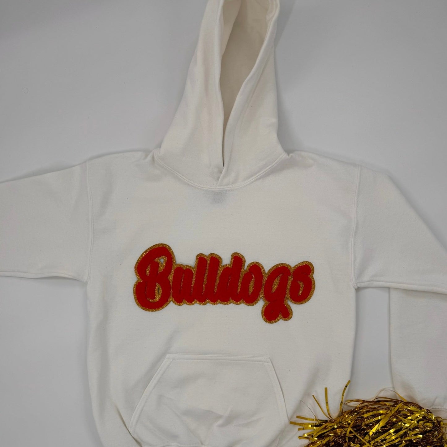 Bulldogs Chenille Patch Youth & Adult Hooded Sweatshirt