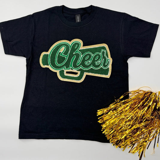 Cheer Green Chenille Patch YOUTH & ADULT Unisex Tee