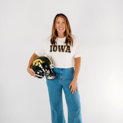 Iowa Sequin Cropped Women's Tee