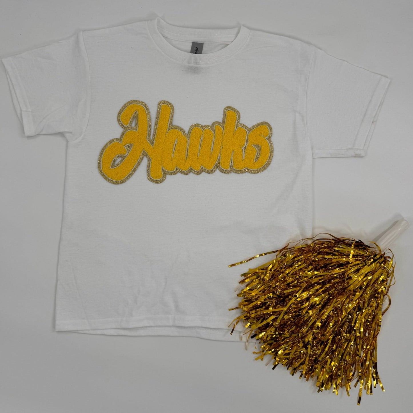 Hawks Gold Chenille Patch YOUTH & ADULT Tee