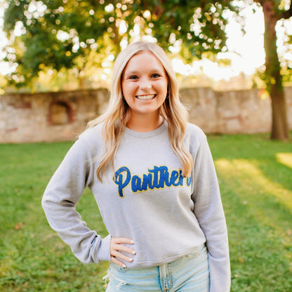 Panthers Navy Chenille Women's Crewneck