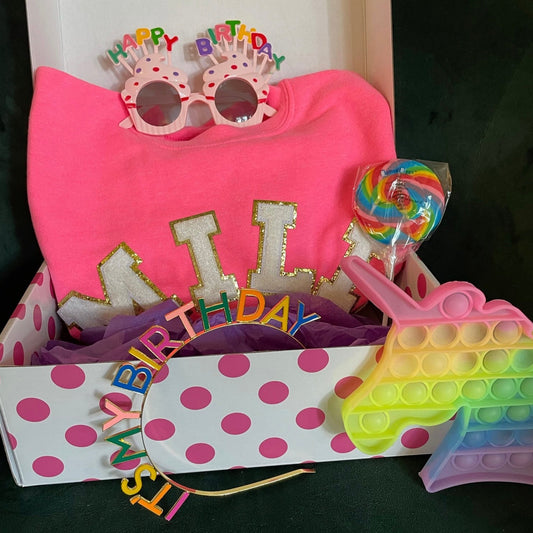 BIRTHDAY BOX - Custom Name Girl’s Sweatshirt