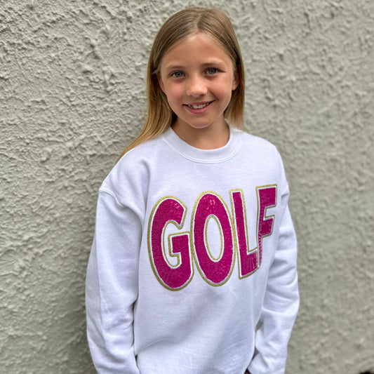 Youth Sequin Golf Chenille Crewneck