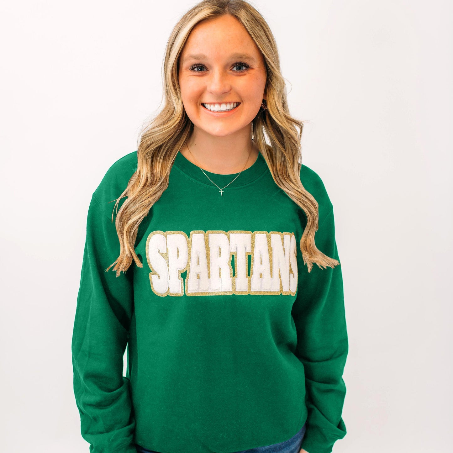 Spartans White Chenille Unisex Crewneck